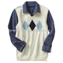 MEN'S CASHMERE V NECK SLEEVELESS PULLOVER